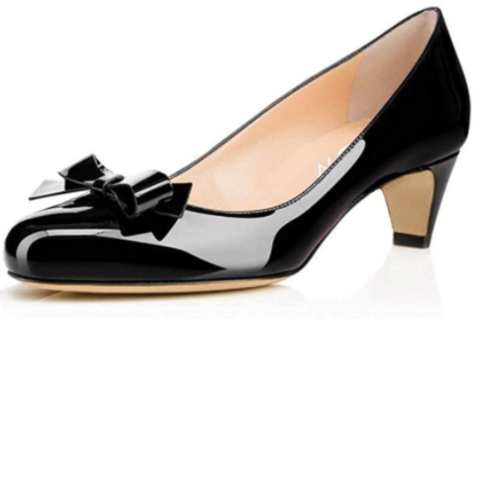 A YDN Round Toe Low Heel Bowknot Pump